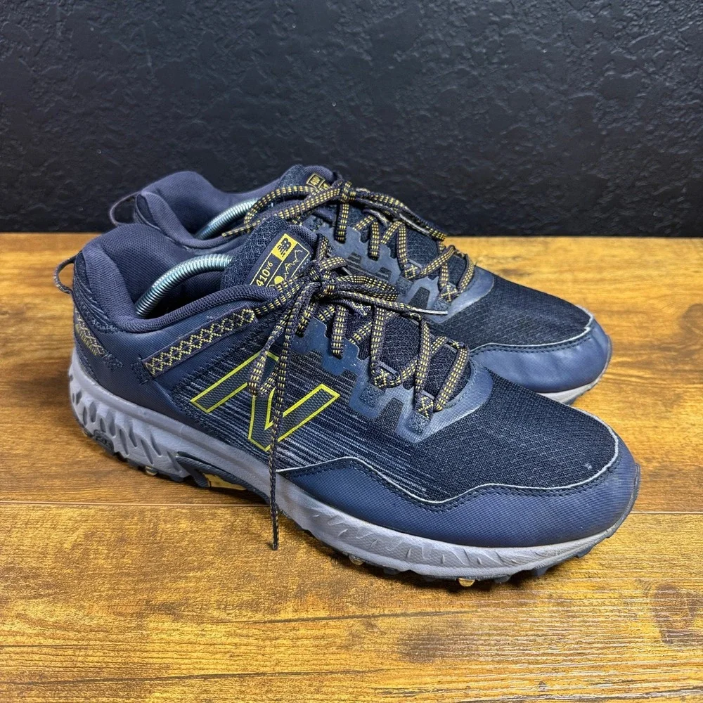 New Balance 410v6 MT410LB6 Navy Yellow Mesh Trail Running Shoes Mens 11.5 D
